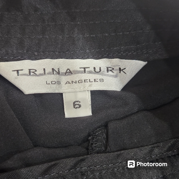 Trina Turk Women's Silk Wide Balloon Parachute Leg  Black Flowing Capri Pants  6 - Picture 9 of 12